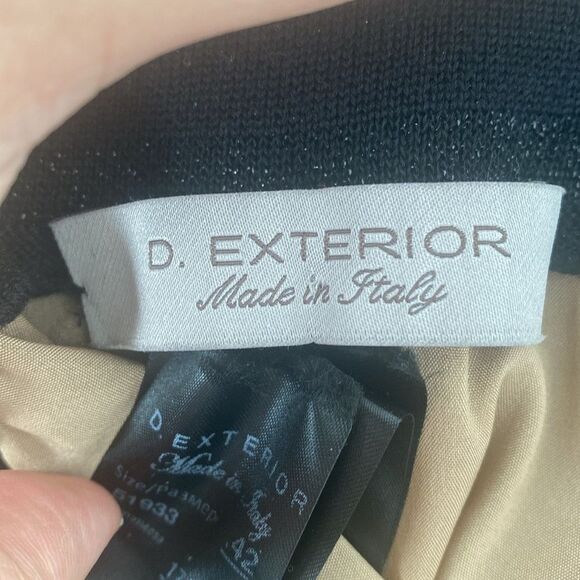 D.EXTERIOR Black & Nude Spider Web Embroidered Plissé Skirt Wool Mix Sheer - Picture 8 of 10